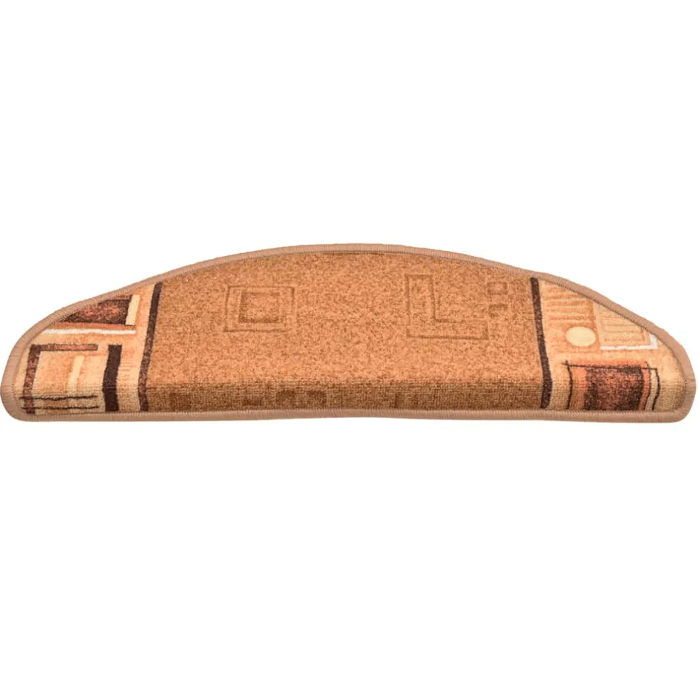 vidaXL Trapmatten Zelfklevend 5 stuks 56x17x3 cm Beige Halfrond