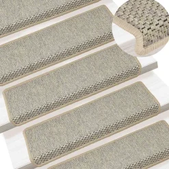 vidaXL Trapmatten zelfklevend 15 st sisal-look 65x21x4 cm lichtgroen