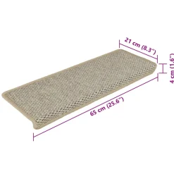 vidaXL Trapmatten zelfklevend 15 st sisal-look 65x21x4 cm lichtgroen