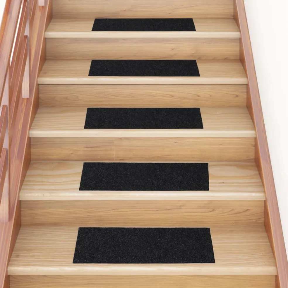 vidaXL Trapmatten Zelfklevend 15 stuks 60x25 cm Zwart Rechthoekig