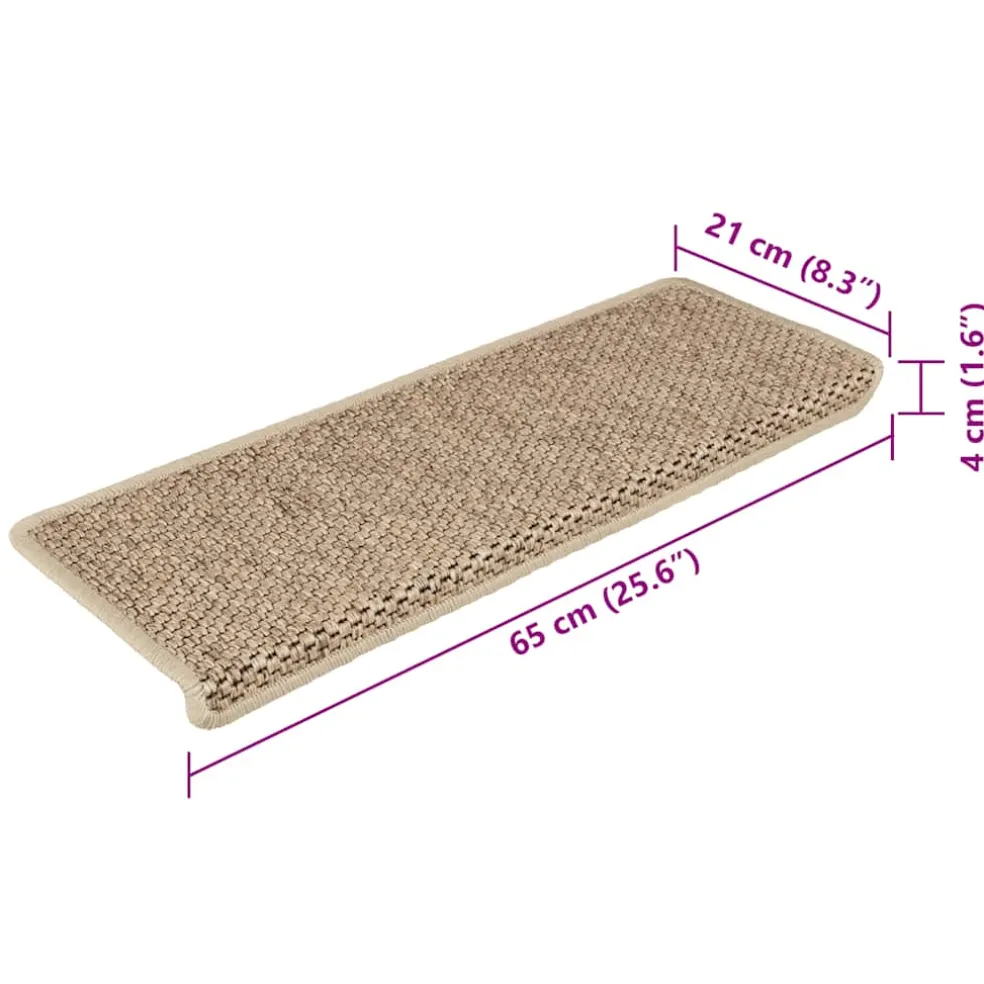 vidaXL Trapmatten zelfklevend 15 st sisal-look 65x21x4 cm zandkleurig