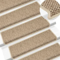 vidaXL Trapmatten zelfklevend 15 st sisal-look 65x21x4 cm zandkleurig