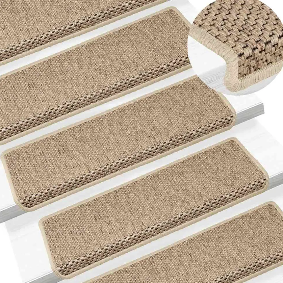 vidaXL Trapmatten zelfklevend 15 st sisal-look 65x21x4 cm zandkleurig