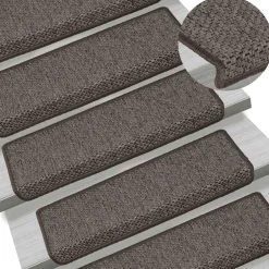 vidaXL Trapmatten zelfklevend 15st sisal-look 65x21x4cm grijs en beige
