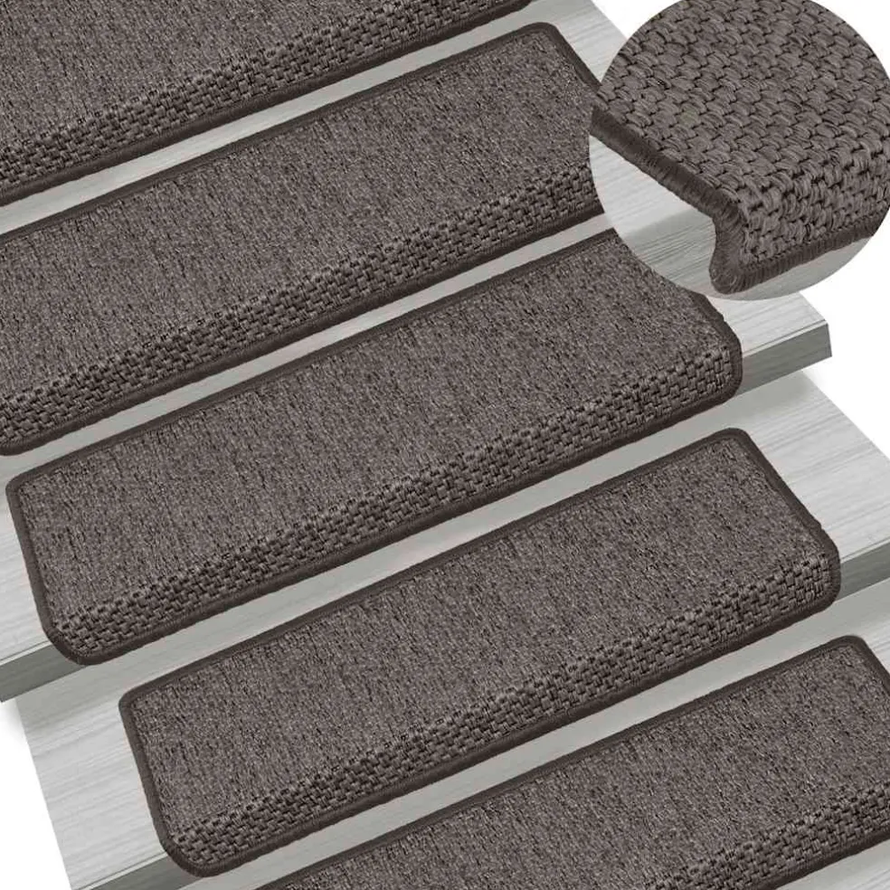 vidaXL Trapmatten zelfklevend 15st sisal-look 65x21x4cm grijs en beige