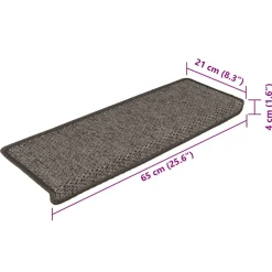vidaXL Trapmatten zelfklevend 15st sisal-look 65x21x4cm grijs en beige