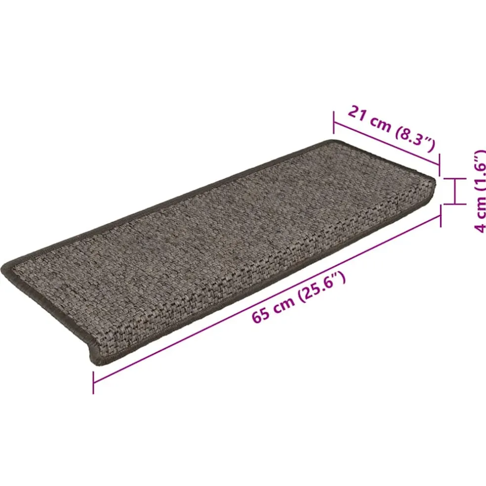 vidaXL Trapmatten zelfklevend 15st sisal-look 65x21x4cm grijs en beige