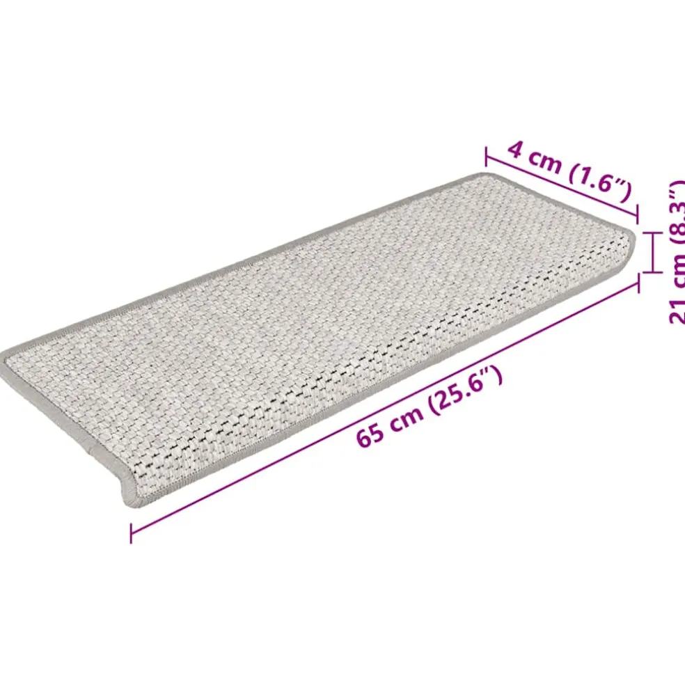 vidaXL Trapmatten zelfklevend 15 st sisal-look 65x21x4 cm platinakleur