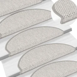 vidaXL Trapmatten zelfklevend 15 st sisal-look 65x21x4 cm platinakleur