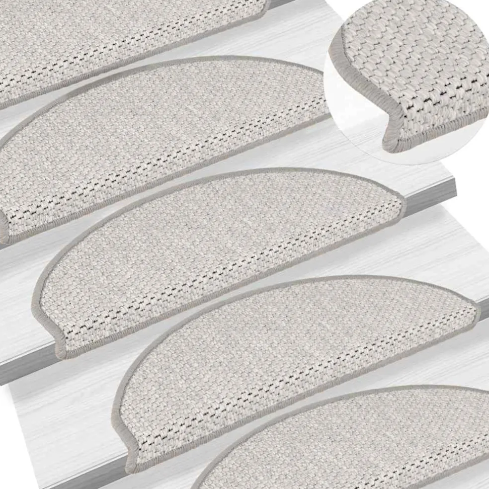 vidaXL Trapmatten zelfklevend 15 st sisal-look 65x21x4 cm platinakleur