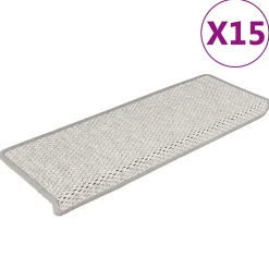 vidaXL Trapmatten zelfklevend 15 st sisal-look 65x21x4 cm platinakleur