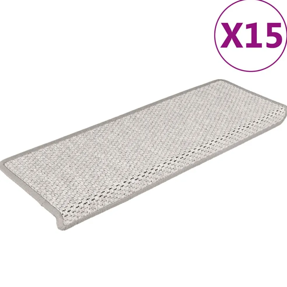 vidaXL Trapmatten zelfklevend 15 st sisal-look 65x21x4 cm platinakleur