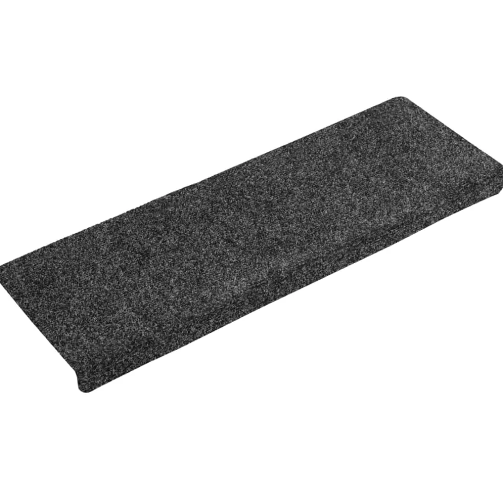 vidaXL Trapmatten zelfklevend 15 stuks 65x21x4 cm donkergrijs rechthoekige rand