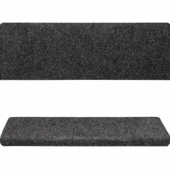 vidaXL Trapmatten zelfklevend 15 stuks 65x21x4 cm donkergrijs rechthoekige rand