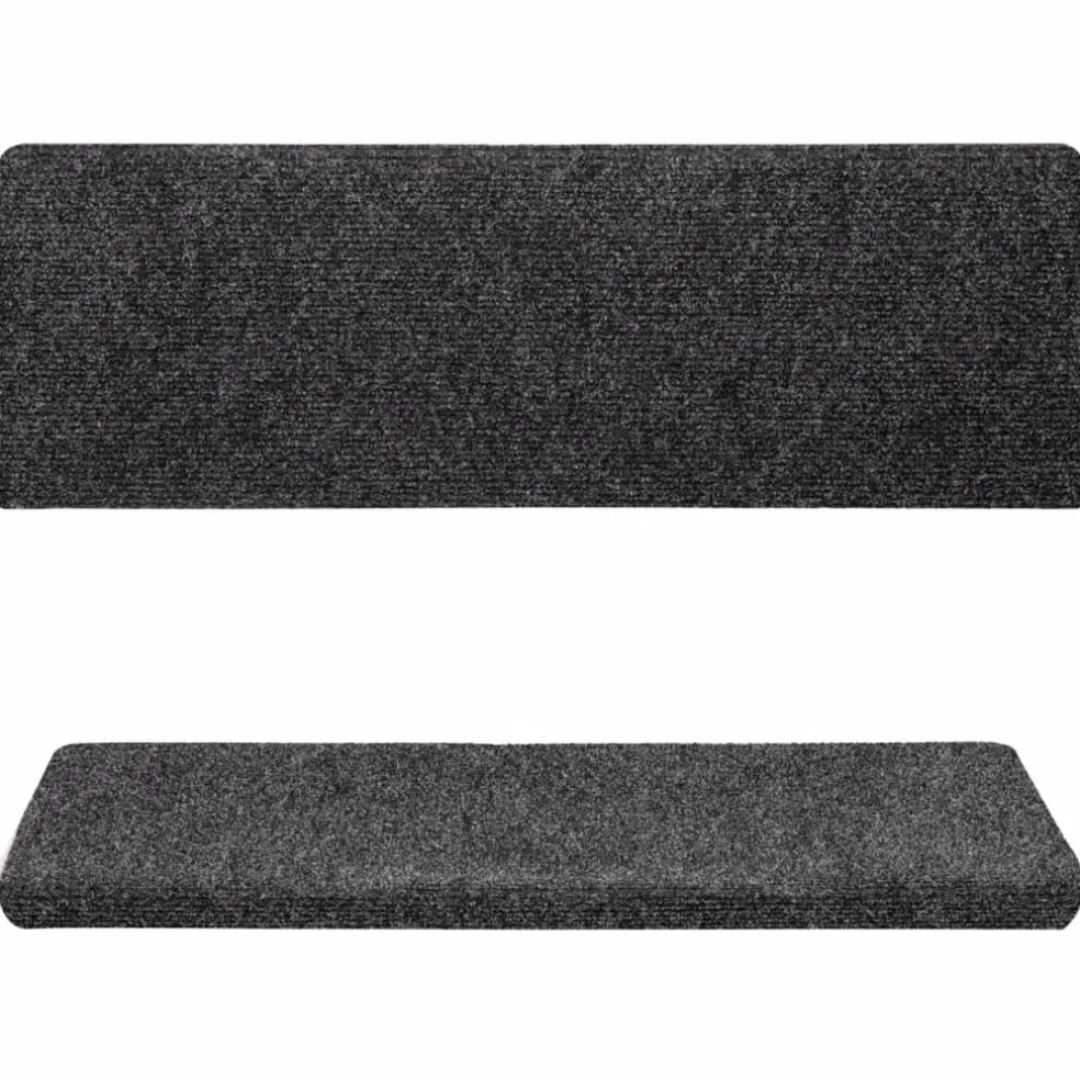 vidaXL Trapmatten zelfklevend 15 stuks 65x21x4 cm donkergrijs rechthoekige rand