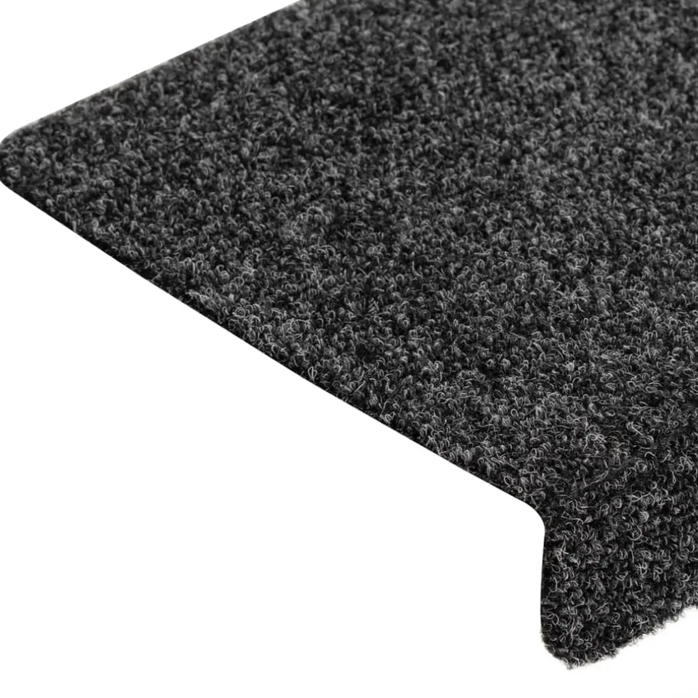 vidaXL Trapmatten zelfklevend 15 stuks 65x21x4 cm donkergrijs rechthoekige rand