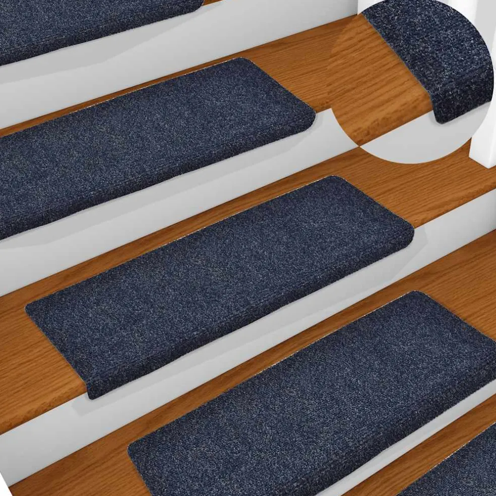 vidaXL Trapmatten zelfklevend 15 stuks 65x21x4 cm blauw rechthoekige rand
