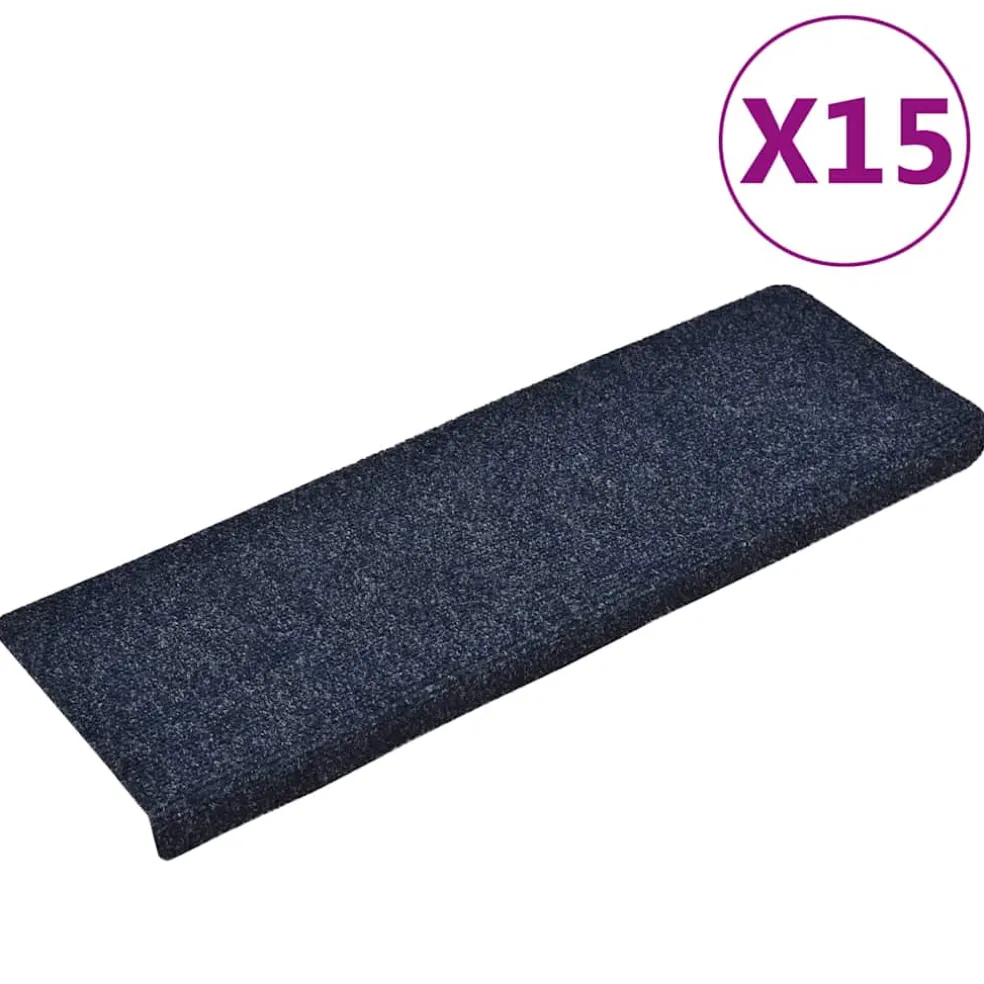 vidaXL Trapmatten zelfklevend 15 stuks 65x21x4 cm blauw rechthoekige rand