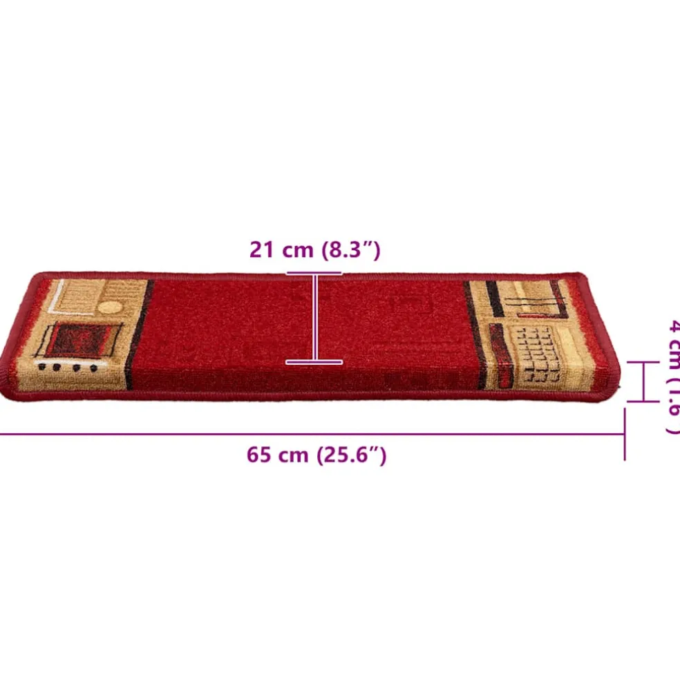 vidaXL Trapmatten zelfklevend 5 st 65x21x4 cm rood