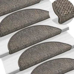 vidaXL Trapmatten zelfklevend 15 st sisal-look 56x17x3 cm grijs-beige