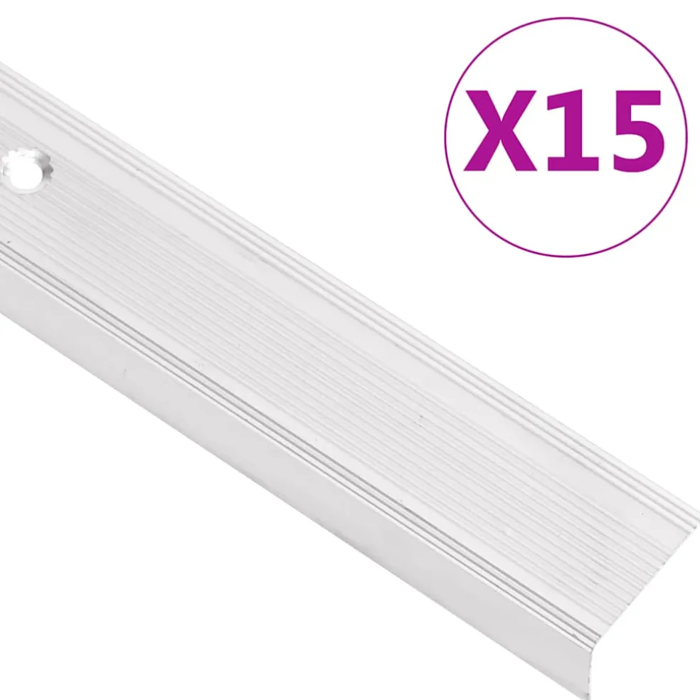vidaXL Trapneuzen L-vormig 15 st 90 cm aluminium zilverkleurig