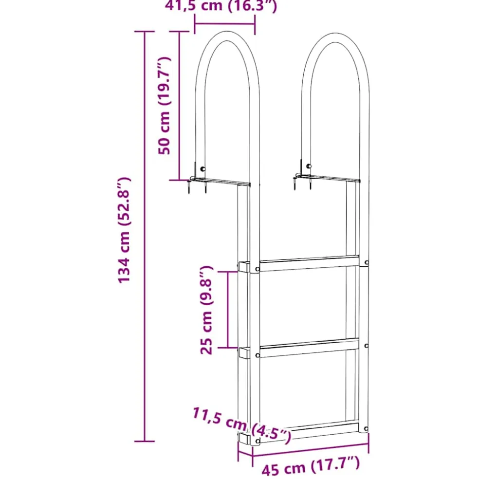 vidaXL 3-Traps Steigerladder zilver 58 x 77 x 144 cm Aluminium