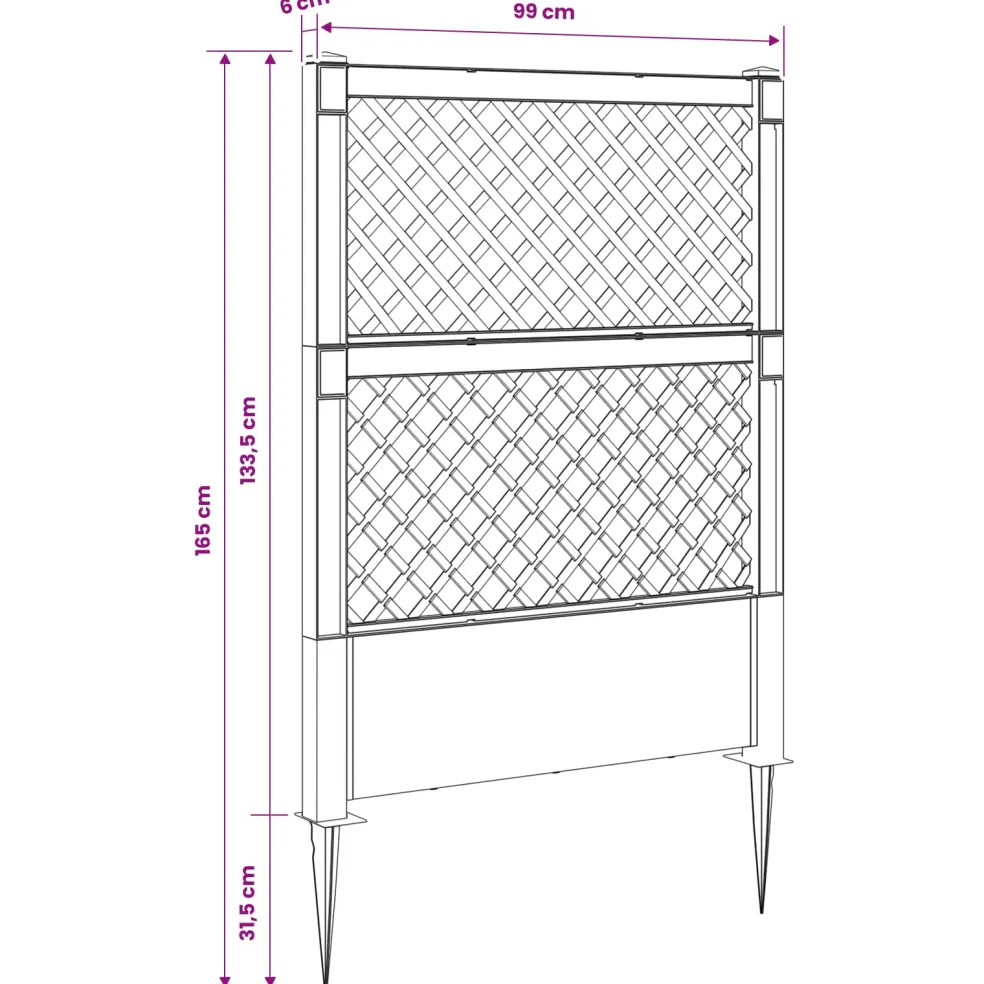 vidaXL Trellis met Spike PP Wit