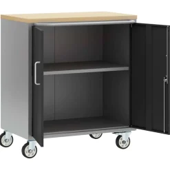 vidaXL Trolley Rolling Workbench Zwart en Grijs 75 x 45 x 85 cm