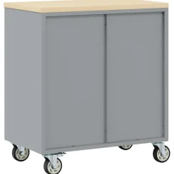 vidaXL Trolley Rolling Workbench Zwart en Grijs 75 x 45 x 85 cm