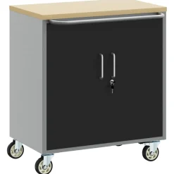 vidaXL Trolley Rolling Workbench Zwart en Grijs 75 x 45 x 85 cm