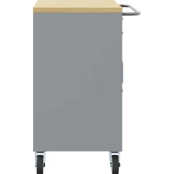 vidaXL Trolley Rolling Workbench Rood en Grijs 75 x 45 x 85 cm