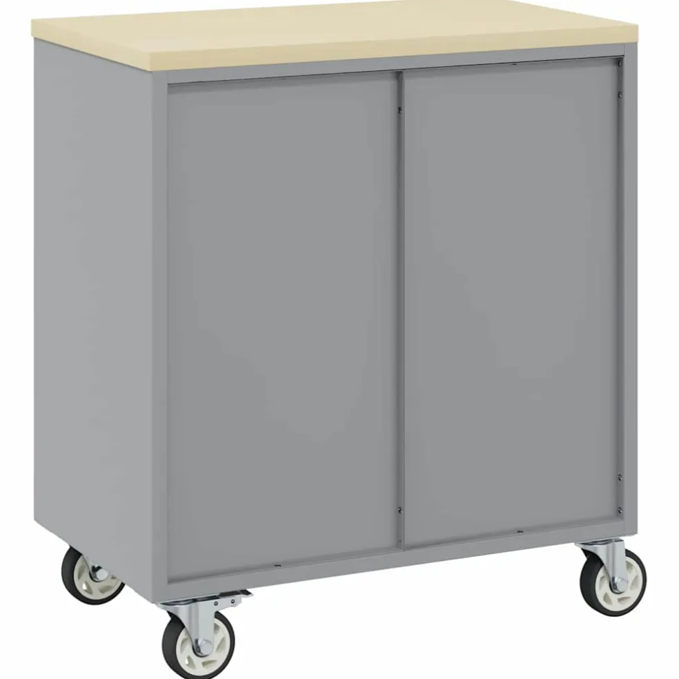 vidaXL Trolley Rolling Workbench Rood en Grijs 75 x 45 x 85 cm