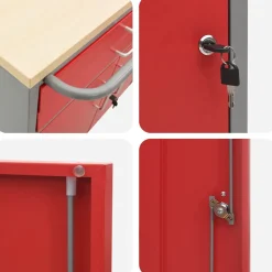 vidaXL Trolley Rolling Workbench Rood en Grijs 75 x 45 x 85 cm
