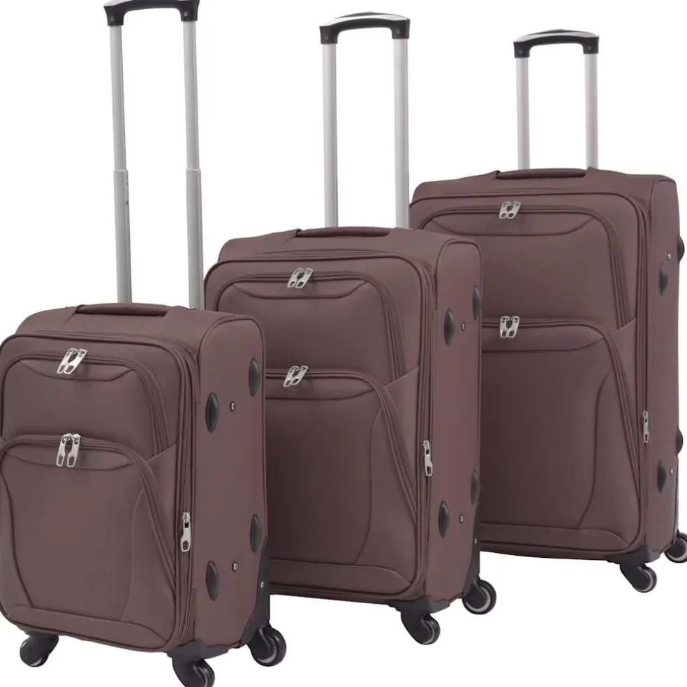 vidaXL Trolleyset koffiebruin 3-delig