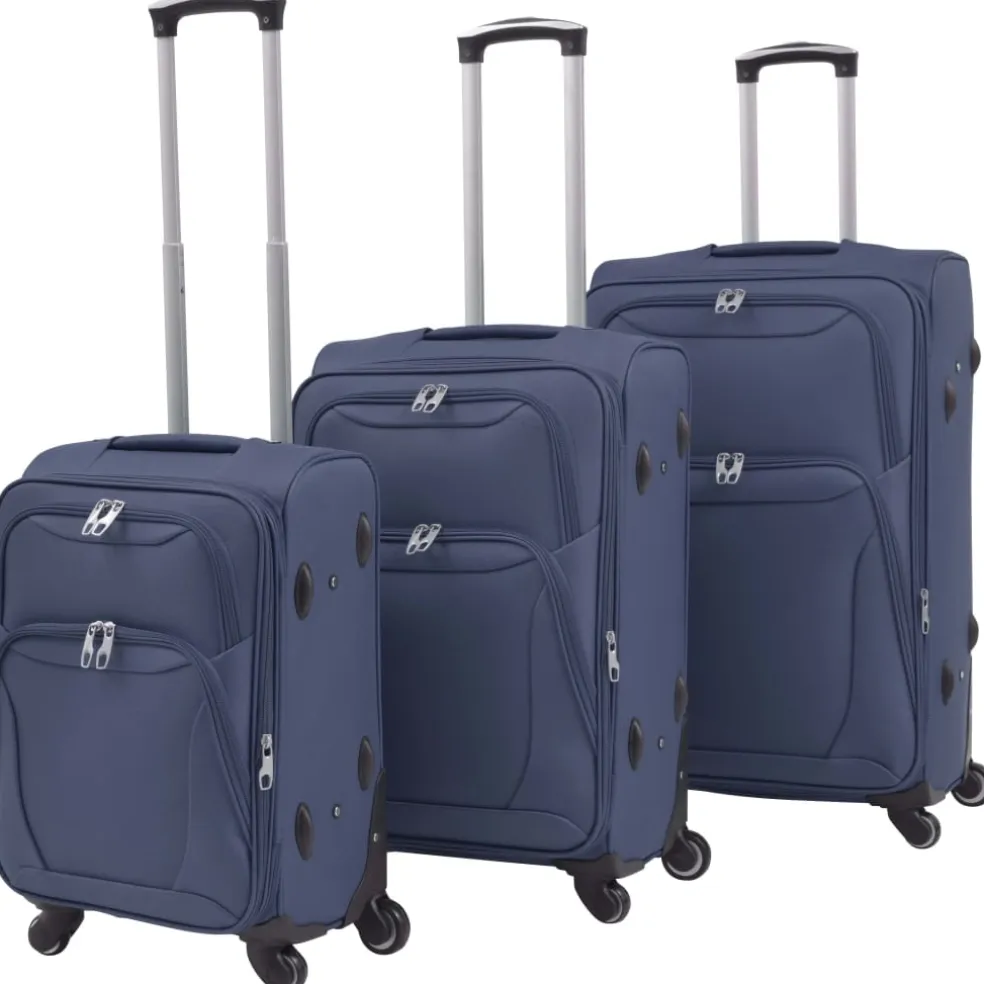 vidaXL Trolleyset marineblauw 3-delig