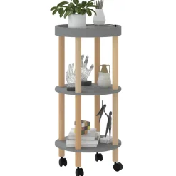 vidaXL Trolley 38x38x82cm bewerkt hout en massief grenenhout grijs