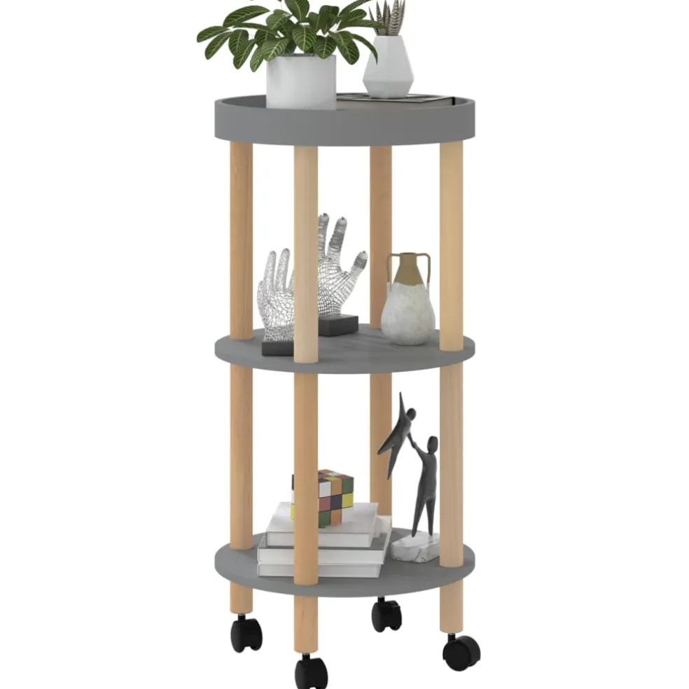 vidaXL Trolley 38x38x82cm bewerkt hout en massief grenenhout grijs
