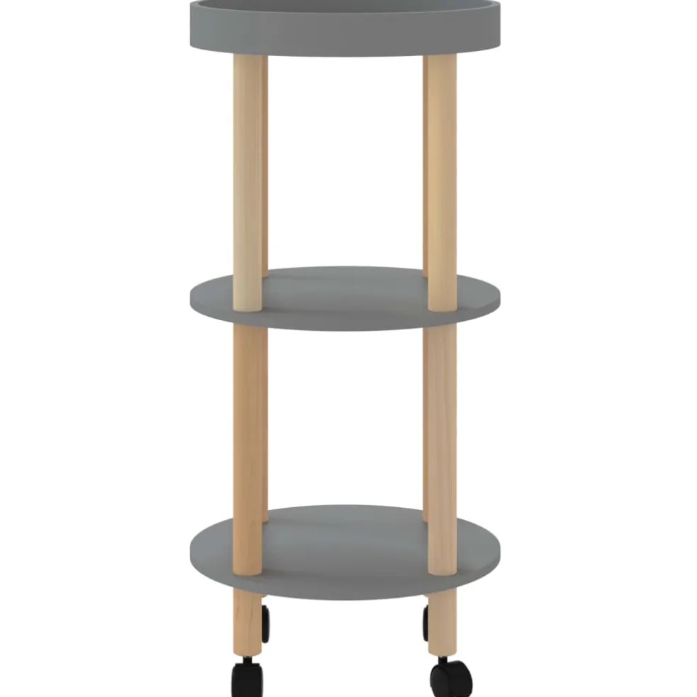 vidaXL Trolley 38x38x82cm bewerkt hout en massief grenenhout grijs