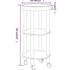 vidaXL Trolley 38x38x82cm bewerkt hout en massief grenenhout grijs