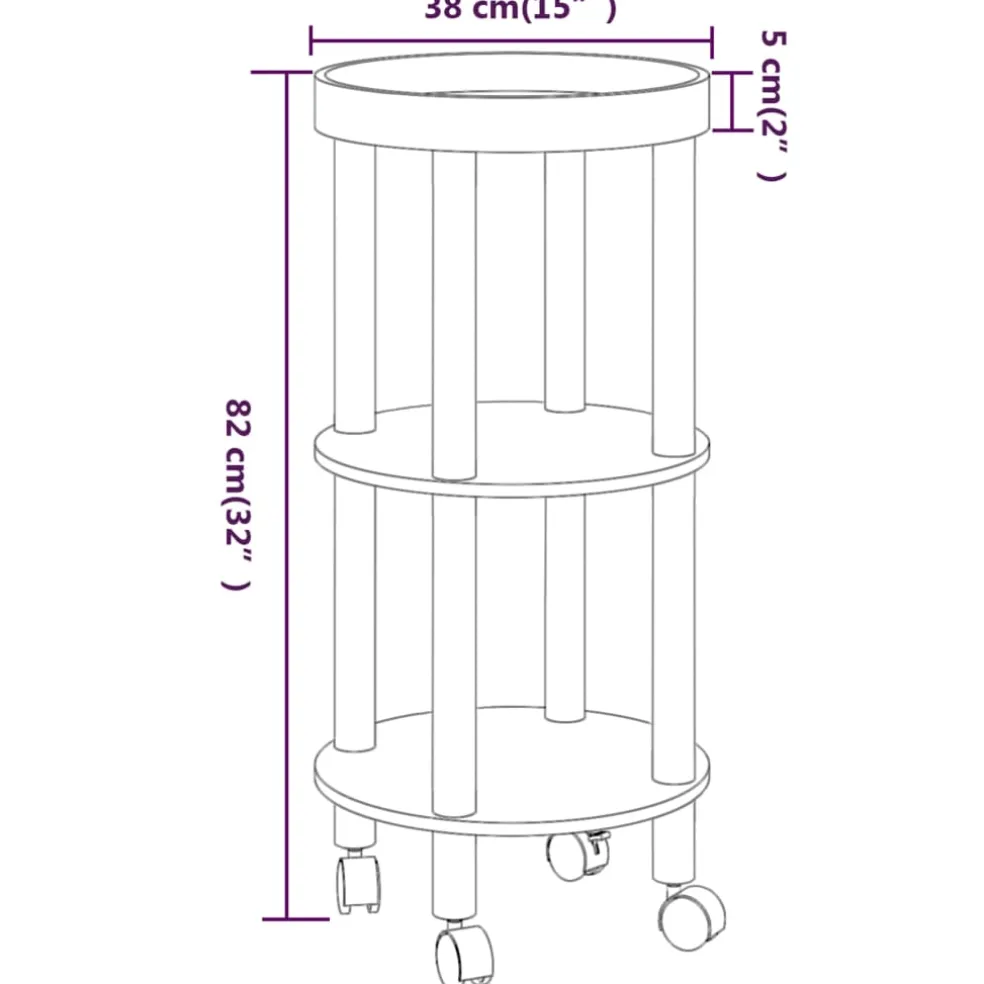 vidaXL Trolley 38x38x82cm bewerkt hout en massief grenenhout grijs