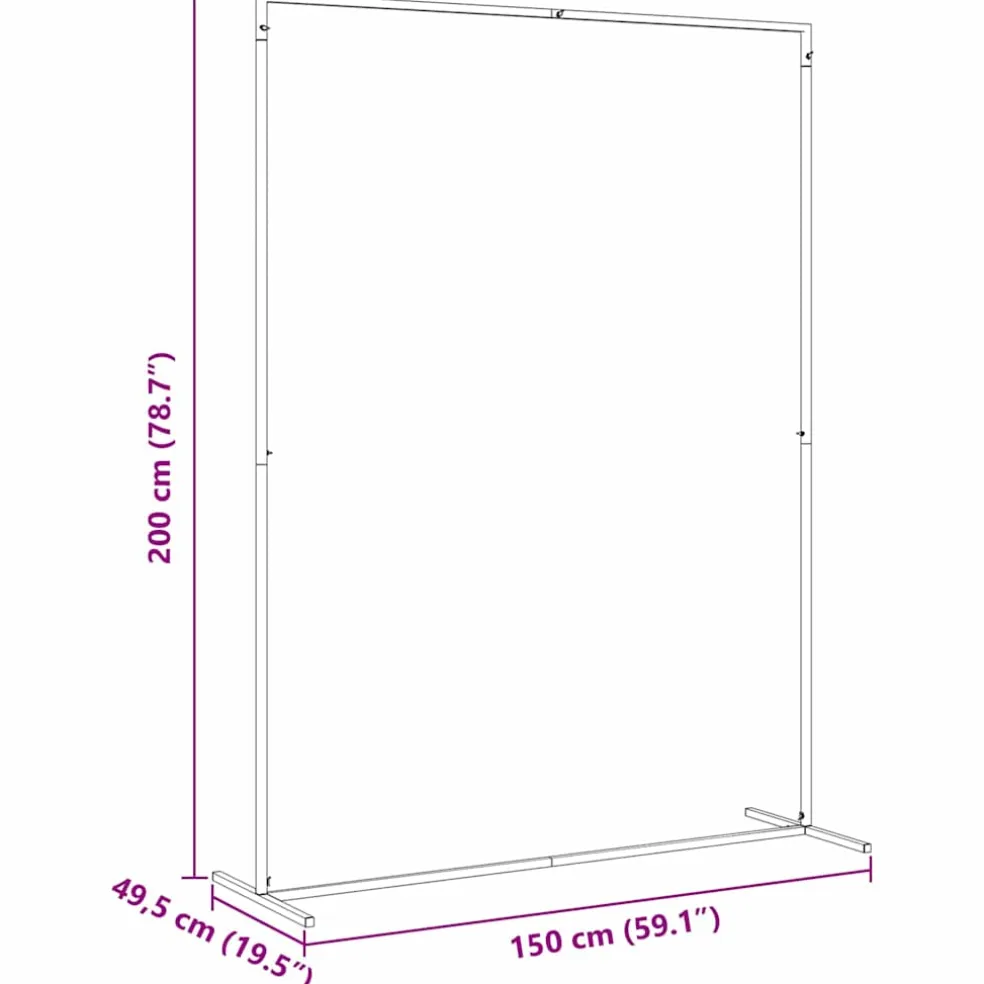 vidaXL Trouwrand Wit 150 x 49,5 x 200 cm Staal