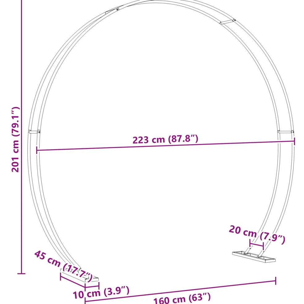 vidaXL Trouwrand Wit 223 x 45 x 201 cm Staal