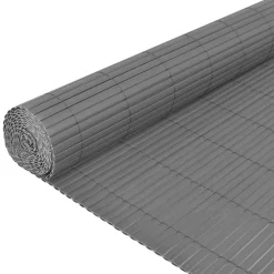 vidaXL Tuinafscheiding dubbelzijdig 90x300 cm PVC grijs