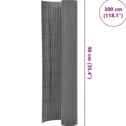 vidaXL Tuinafscheiding dubbelzijdig 90x300 cm PVC grijs