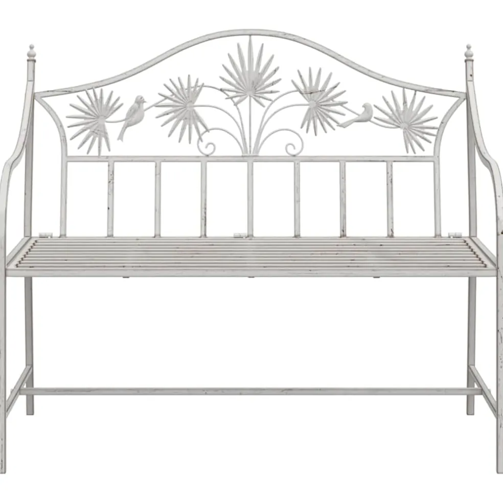 vidaXL Tuinbank Antiek wit 104 x 52,5 x 89 cm Staal