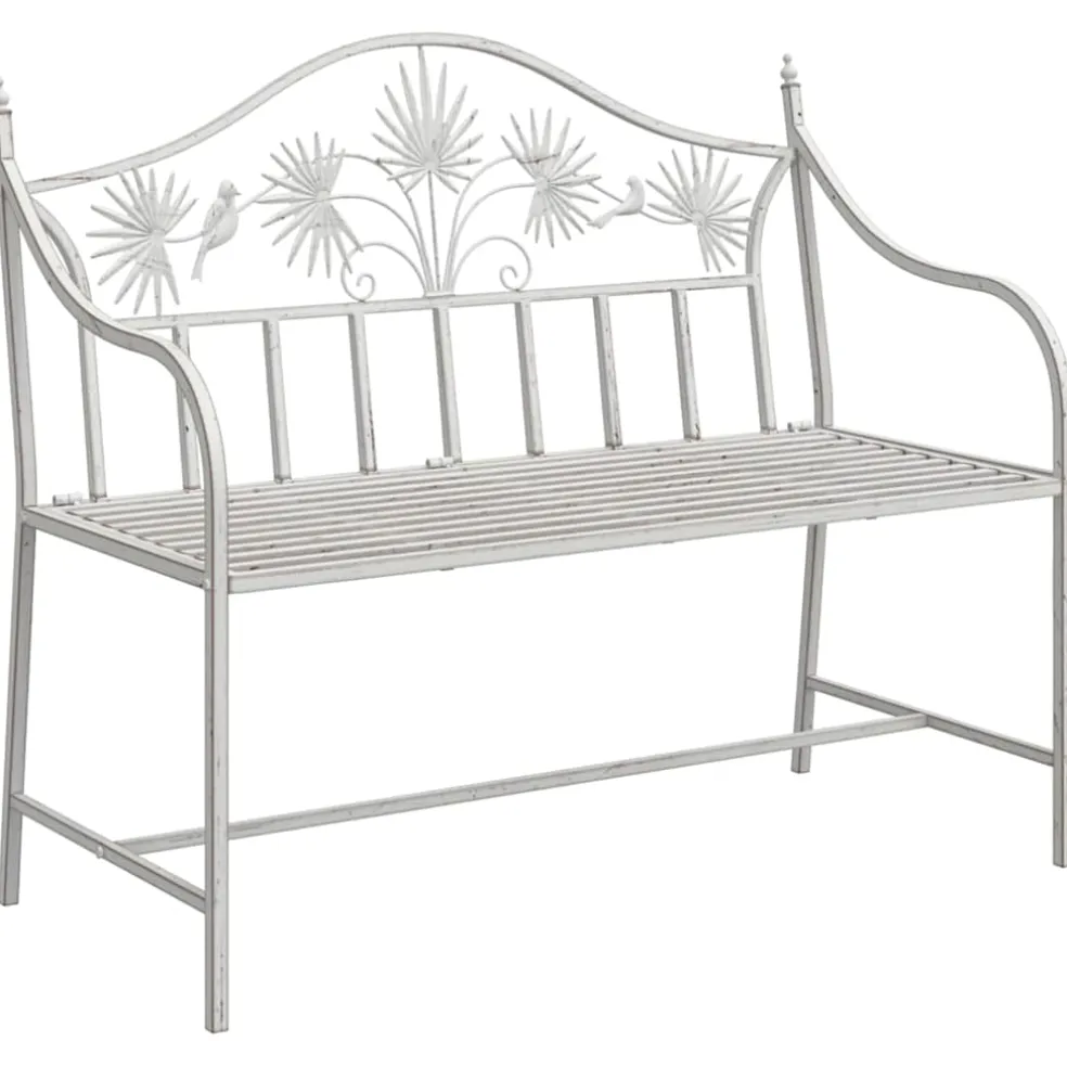 vidaXL Tuinbank Antiek wit 104 x 52,5 x 89 cm Staal
