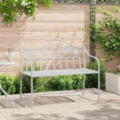 vidaXL Tuinbank Antiek wit 104 x 52,5 x 89 cm Staal