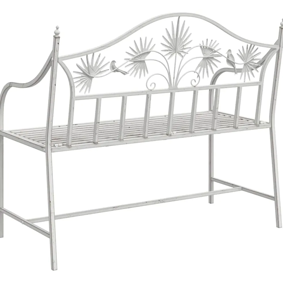 vidaXL Tuinbank Antiek wit 104 x 52,5 x 89 cm Staal