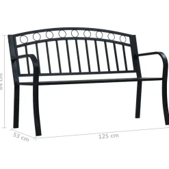 vidaXL Tuinbank 125 cm staal zwart