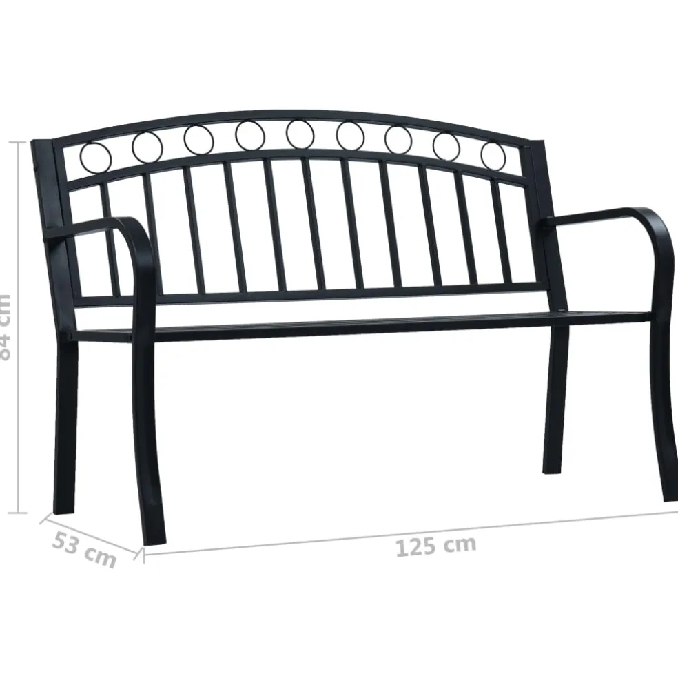 vidaXL Tuinbank 125 cm staal zwart
